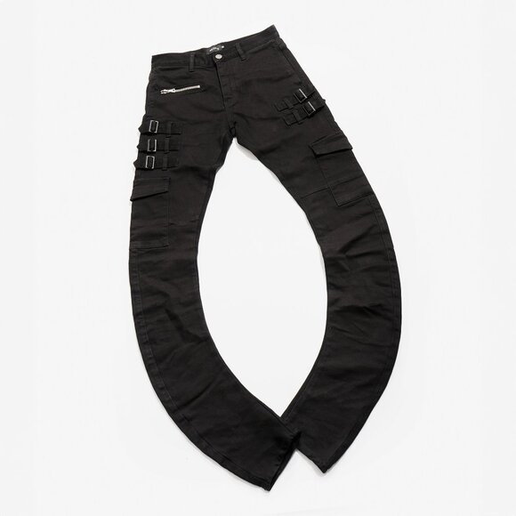 AKINGS Black Omari Stacked Jeans - Picture 1 of 12